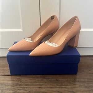 Stuart Weitzman Peach/Tan Block Heel Pumps